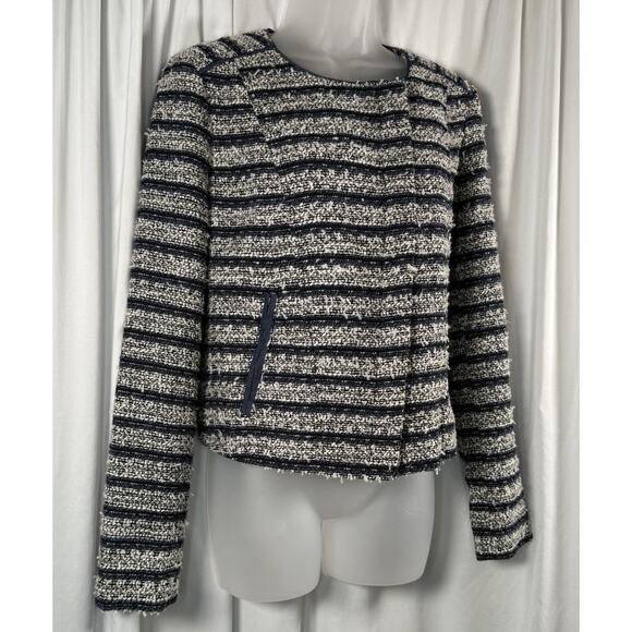 Ann Taylor Loft Jackets & Blazers - Ann Taylor Loft Tweed Blazer Jacket Navy Blue White 6 Preppy Workwear 89-10